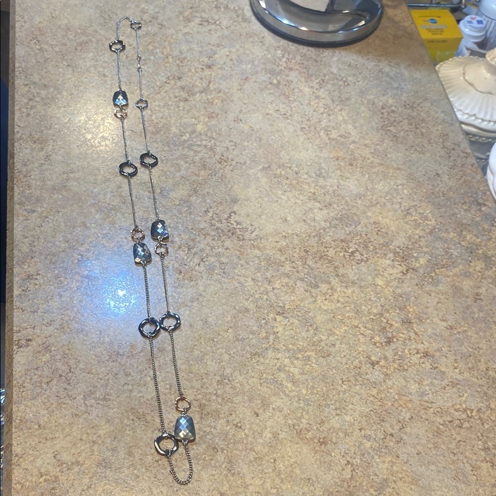 Elegant Silver Necklace with Black Accents